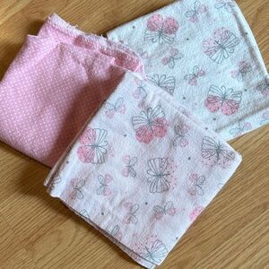 Pink Butterfly Burp Cloths - Set of 3